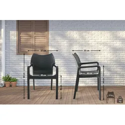 CLP Gartenstuhl Diva mit Armlehne dunkelgrau