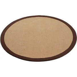 carpetfine Sisalteppich carpetfine "Sisal", braun, H:5mm Ø:60cm, Sisal, Teppiche, Sisalteppich, mit Bordüre, Anti-Rutsch Rückseite