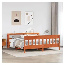 vidaXL Massivholzbett 180 x 200 cm Wachsbraun