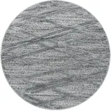 Teppich Wohnzimmer 3D Boho Modern Waschbar Strapazierfähig Esszimmer OEKO-TEX Rund Grau 200x200 cm Gekettelt – GENF von Kadima Design