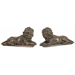 Casa Padrino Deko Bronze Skulpturen Set Löwen 58,5 cm - Bronze Figuren