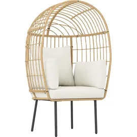 Outsunny Rattansessel Ei-Förmig 95 x 95 x 155 cm beige 1 St.
