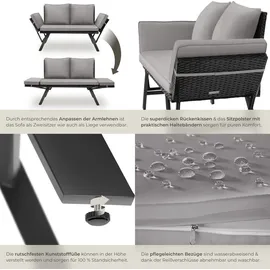 Tectake Sintra Rattan-Loungesofa hellgrau/schwarz