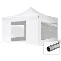 TOOLPORT 4x4m Stahl Faltpavillon, inkl. 4 Seitenteile, weiß -