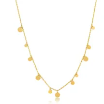 ANIA HAIE N005-01G Halskette mit kleinen Scheiben Anhängern Silber/Gelbgold