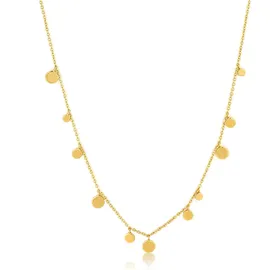 ANIA HAIE N005-01G Halskette mit kleinen Scheiben Anhängern Silber/Gelbgold