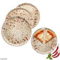 4x Pizzateller Granito Ø31,5cm XL-Teller 4 Personen 3D Steinoptik