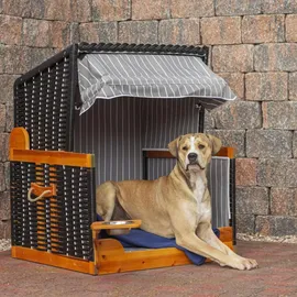 Mr. Deko Hundestrandkorb - bene living - gestreift/anthrazit - PE schwarz - inkl. Schutzhülle