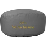 Personalisierbares Meditationskissen - handgemacht & Bestickt mit Wunsch-Mantra - Yogakissen für Achtsamkeit & Entspannung - (grau/personalisierbar)