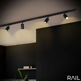 Briloner 8000045 Schienen-Basissystem 1phasig GU10 Spots schwenkbar, erweiterbar, Lichtschienensystem Decke, Strahler Schiene, Deckenlampe, Deckenleuchte, Spotlight, 1,5 m, Schwarz