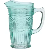 MARELIDA Krug Vintage Boho Blumenmuster Karaffe Tee Saft Kanne Glas 1,4l blau