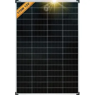enjoy solar® Solarpanel Klassisches Monokristallines Solarmodul 170W 12V (silberne Rahmen) 0% MwSt