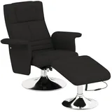 Homcom Relaxsessel mit Fußhocker, Massagesessel mit Liegefunktion, Elektrischer Liegesessel mit Fernbedienung, Fernsehsessel mit Leinenoptik, Stahl, Schwarz