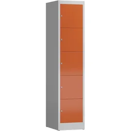 Classix Schließfachschrank Stahl 41,5 x 50,0 x 180,0 cm lichtgrau/feuerrot