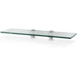 Swanew - Glasregal mit Halterung Glasboden Wandregal Badregal Ablage Regal Hängeregal Klarglas 60x10x0,8 cm