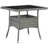 vidaXL Garten-Esstisch Grau Poly Rattan und Glas