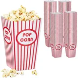 Relaxdays Popcorntüten, 100er Set, gestreift, Retro-Optik, Kino, Filmabend Zubehör, Pappe, Popcornbehälter, rot/weiß,