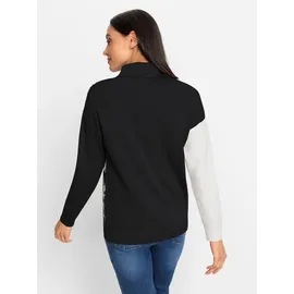 Heine Rollkragenpullover gemustert Schwarz / Ecru 40
