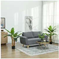 Homcom Künstlicher Bananenbaum 2er Set 120 cm Kunstpflanze, Künstliche Pflanzen Bananenbaum wie echt mit Topf, Kunstmoos, Kunstgras für Wohnzimmer