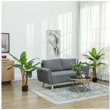 Homcom Künstlicher Bananenbaum 2er Set 120 cm Kunstpflanze, Künstliche Pflanzen Bananenbaum wie echt mit Topf, Kunstmoos, Kunstgras für Wohnzimmer