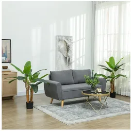 Homcom Künstlicher Bananenbaum 2er Set 120 cm Kunstpflanze, Künstliche Pflanzen Bananenbaum wie echt mit Topf, Kunstmoos, Kunstgras für Wohnzimmer