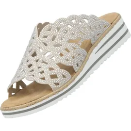 Rieker Damen Pantolette breiter Riemen mit Strass schmale Weite V0689, Größe:41 EU, Farbe:Beige - Beige - 41