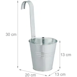 Relaxdays Hängetöpfe Geländertöpfe 12er Set hbt 30 x 13 x 20 cm silber