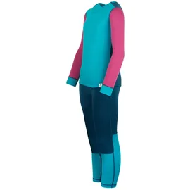 TROLLKIDS Merino Ii Funktionsunterwäsche-set - Dark Turquoise / Bright Berry / Madeira Blue - 128 cm