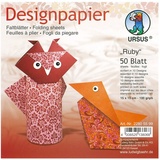 Ursus 22805599 - Designpapier Ruby, 50 Blatt in 10 verschiedenen Motiven, ca. 15 x 15 cm, 100 g/qm, beidseitig bedruckt, ideal zum Falten von kreativen Origami Tieren