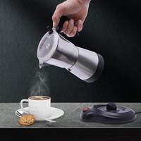 AOAPUMM Espressomaschine Elektrische Kaffeemaschine Kaffeekanne Camping Mokkakanne 6 Tassen Kaffee (300ml) Macht echten italienischen Kaffee (Silbrig)