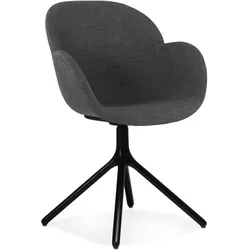 Esszimmerstuhl Anthrazit Gepolstert mit Armlehnen | Ergonomischer Sitzkomfort | Wohnzimmer Büro | Dunkelgrauer Stoff Schwarzes Metall | Kadima Design