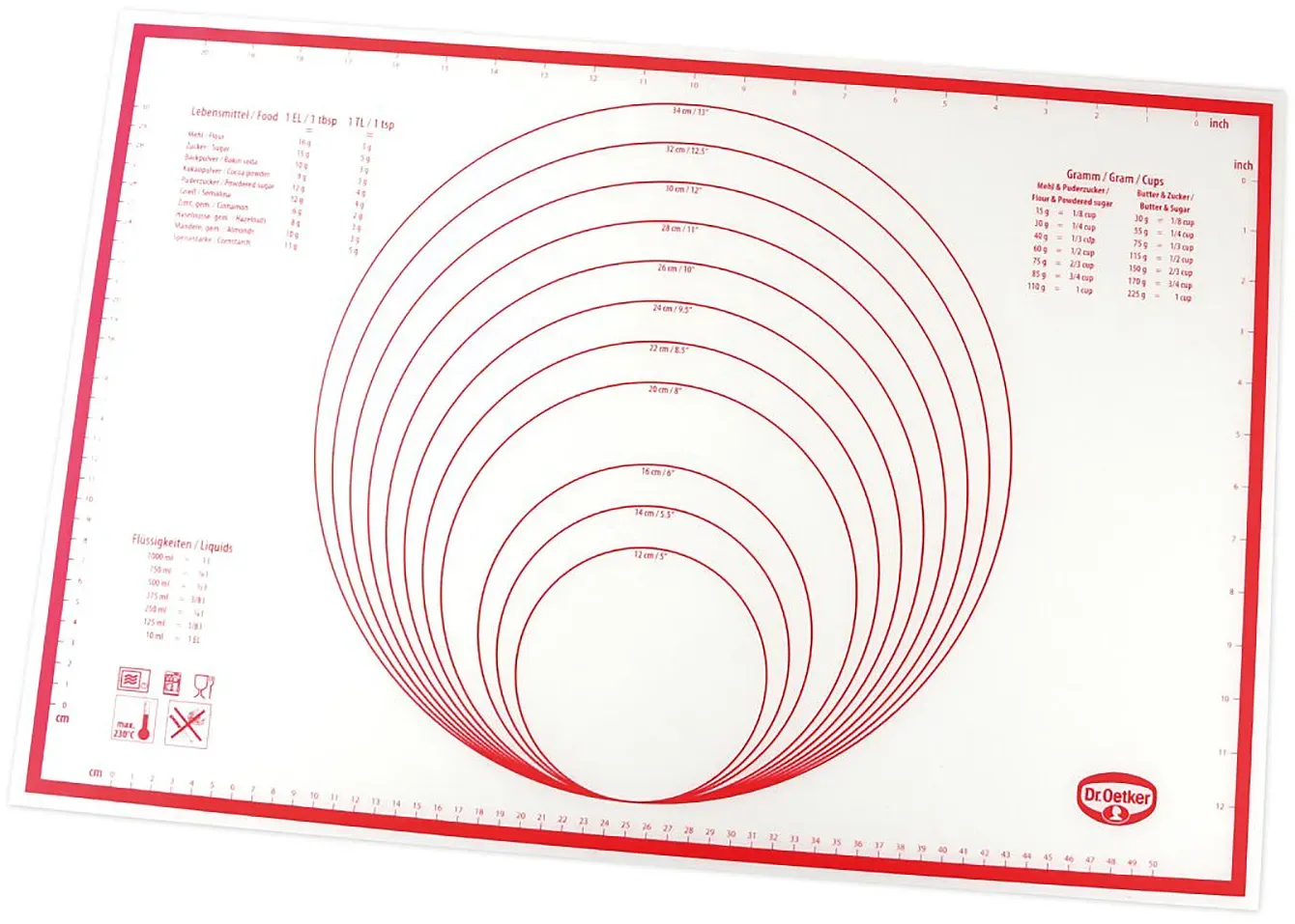 DR.OETKER Silikon-Ausrollmatte FLEXXIBEL LOVE Backmatte 60 x 40 cm