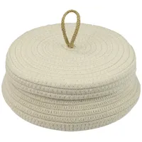 HMF Aufbewahrungskorb Badezimmer rund, Korb mit Deckel aus Baumwolle,