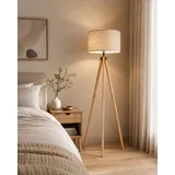 Stehlampe wohnzimmer Leselampe Stehleuchte Stativ aus Holz, E27 LED Stehlampe für Schlafzimmer,Büro Arbeitslampe, (Glühbirne nicht enthalten) - Weiß