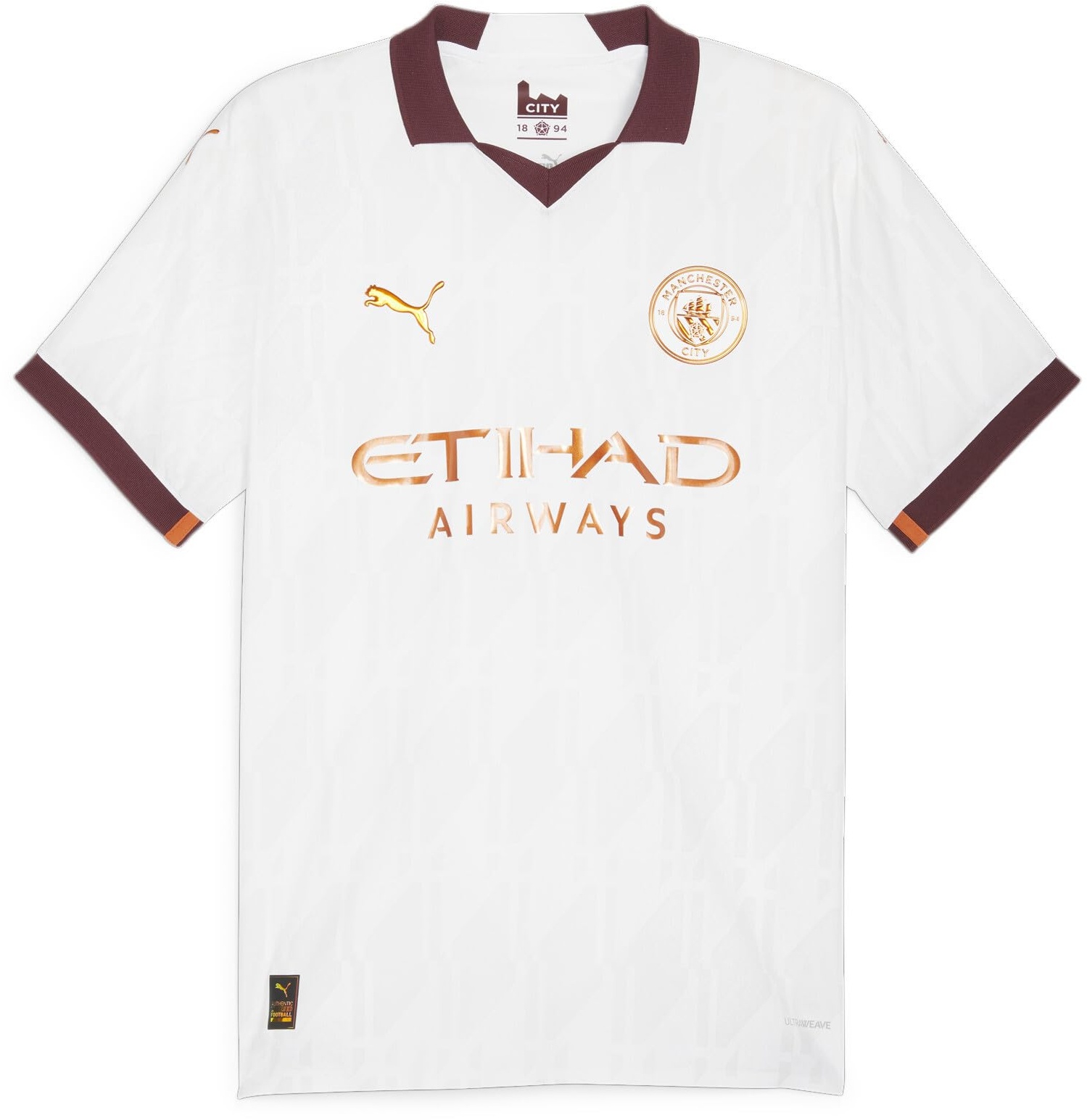 MCFC Puma 770448-02 Away Authentic Jersey T-Shirt Unisex White-AUBERGINE Größe XL