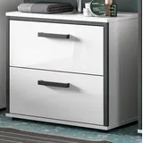 Inn.Furn Waschbeckenunterschrank Telly (Waschtisch Unterschrank in Weiß Hochglanz mit Grau, 2 Schubkästen, 60 x 55 cm) MDF Front weiß