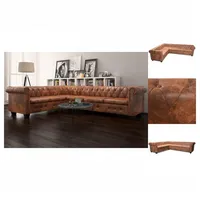 VidaXL Chesterfield Ecksofa 6-Sitzer Kunstleder Braun