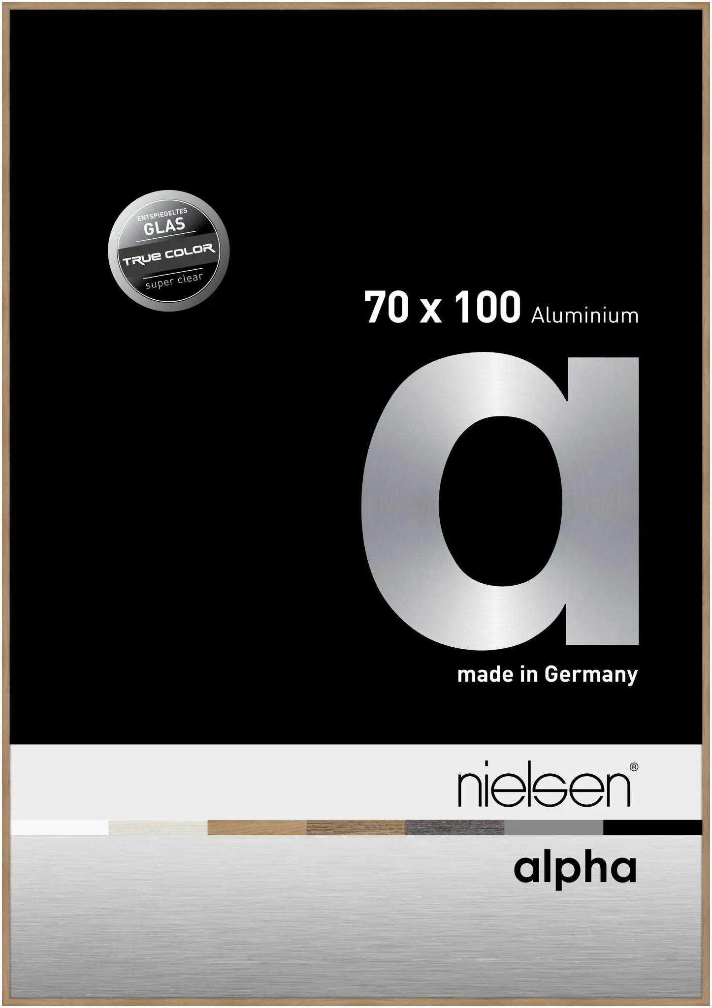 Nielsen Bilderrahmen Alpha Aluminium True Color Super Clear / Eiche / 70 x 100