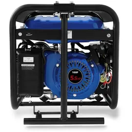 Eberth 2200 Watt Notstromaggregat Stromerzeuger Stromaggregat mit Fahrwerk, 5,5 PS Benzinmotor, 4-Takt, 1-Phase, 2x 230V, 1x 12V, automatischer Voltregler AVR, Ölmangelsicherung, Tankanzeige