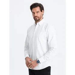 OMBRE Langarmhemd Herrenhemd aus Oxford Regular Fit weiß