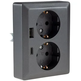 ChiliTec Schuko-Steckdose 2-fach Anthrazit 2 St.