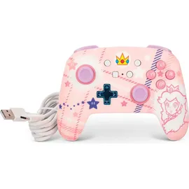 PowerA Enhanced Wireless Controller Princess Peach Plaid Rosa Nintendo Switch