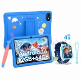 VekfulPC 10,1" K10 Kinder Tablet mit Hülle und Stift Tablet (10,1", 64 GB, Android 16, Android 16, Google Kids Space, 10,1" HD, 5000mAh, 12GB+64GB) blau