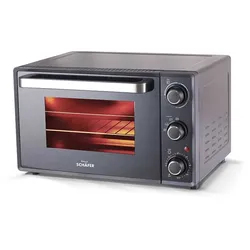 Schäfer Elektrische Backofen 52L 2000 Watt mit Umluft Pizzaofen Doppelglas Silber
