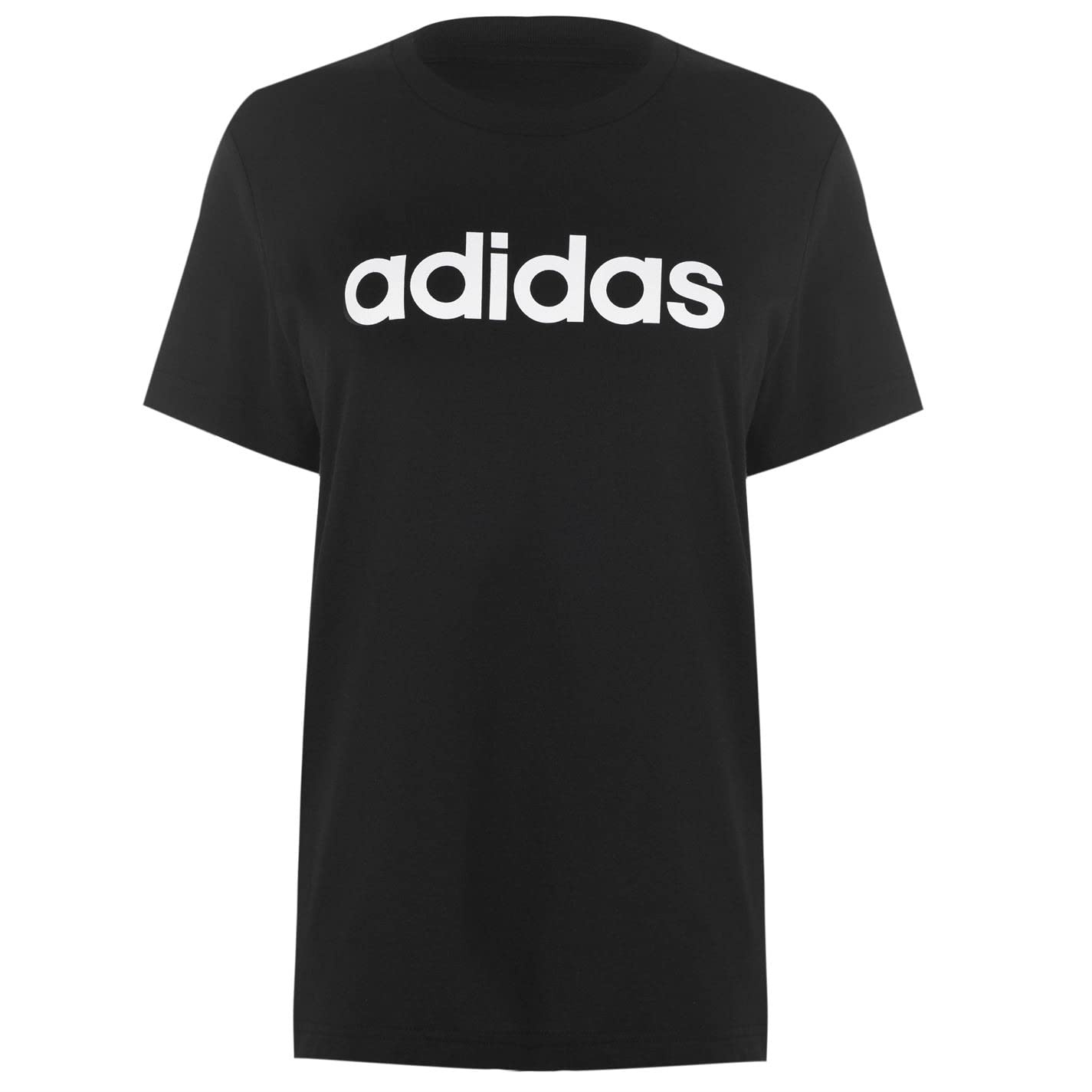 adidas Damen Essential Linear T-Shirt, Black/White, 2XS