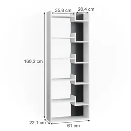 Vicco Bücherregal Raumteiler 61 x 160,2 x 22 cm Weiß