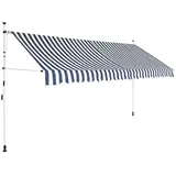 vidaXL Markise 350 cm Blau/Weiß Gestreift