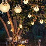 GLOBO Solarlampe Lichterkette schwarz Außenleuchte LED Dekolicht Terrassenlampe, Kugeln wetterfest Akku 6-8m, 20x LED 2700K warmweiß, DxL 1,8x280 cm