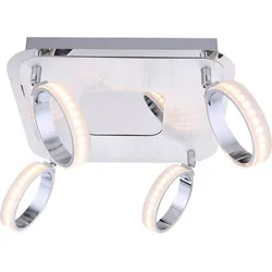 LED Deckenleuchte in chrom, Einlage Aluminium Globo IDAHO