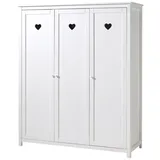 Kleiderschrank >AMORI< in Weiß aus Massiv Kiefer und MDF - 159x190,5x57 (BxHxT) - Weiß